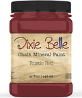 Jar of Dixie Belle Chalk Mineral Paint in Rustic Red color on a white background
