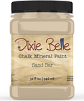 Jar of Dixie Belle Chalk Mineral Paint in Sand Bar color on a white background