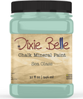 Jar of Dixie Belle Chalk Mineral Paint in Sea Glass color on a white background
