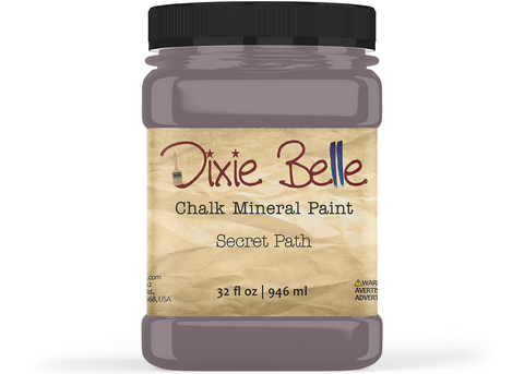 Jar of Dixie Belle Chalk Mineral Paint in Secret Path color on a white background