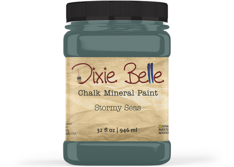 Jar of Dixie Belle Chalk Mineral Paint in Stormy Seas color on a white background