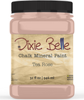 Jar of Dixie Belle Chalk Mineral Paint in Tea Rose color on a white background