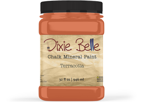 Jar of Dixie Belle Chalk Mineral Paint in Terracotta color on a white background