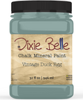 Jar of Dixie Belle Chalk Mineral Paint in Vintage Duck Egg color on a white background