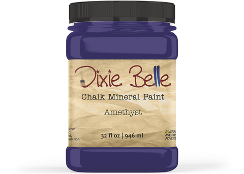 Jar of Dixie Belle Chalk Mineral Paint in Amethyst color on a white background