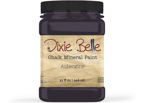Jar of Dixie Belle Chalk Mineral Paint in Aubergine color on a white background
