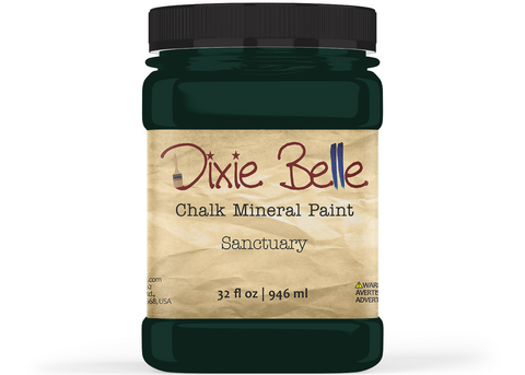 Jar of Dixie Belle Chalk Mineral Paint in the color 'Sanctuary' on a white background