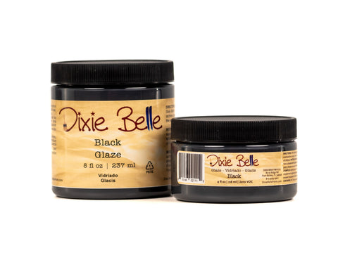 Two jars of Dixie Belle Black Glaze on a white background