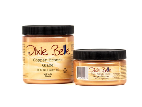 Two jars of Dixie Belle Copper Bronze Glaze on a white background