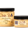 Two jars of Dixie Belle Gold Shimmer Glaze on a white background