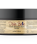 Jar of Dixie Belle Chalk Mineral Paint in Caviar color on a white background