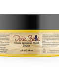 Jar of Dixie Belle Chalk Mineral Paint in Daisy color on a white background