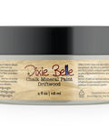 Jar of Dixie Belle Chalk Mineral Paint in Driftwood color on a white background