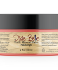 Jar of Dixie Belle Chalk Mineral Paint in Flamingo color on a white background