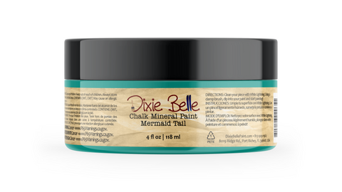 Jar of Dixie Belle Chalk Mineral Paint in Mermaid Tail color on a white background