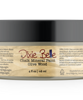 Jar of Dixie Belle Chalk Mineral Paint in Olive Wood color on a white background