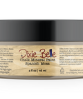 Jar of Dixie Belle Chalk Mineral Paint in Spanish Moss color on a white background