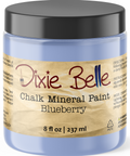 Jar of Dixie Belle Chalk Mineral Paint in Blueberry color on a white background