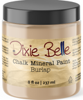 Jar of Dixie Belle Chalk Mineral Paint in Burlap color on a white background