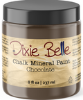 Jar of Dixie Belle Chalk Mineral Paint in Chocolate color on a white background