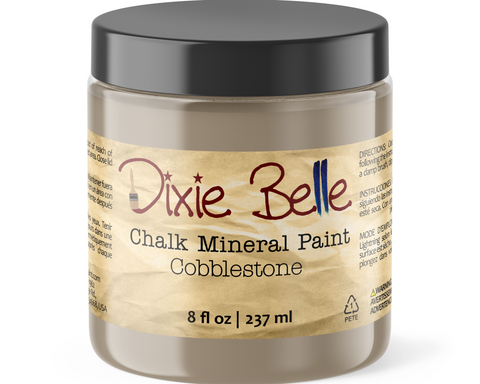 Jar of Dixie Belle Chalk Mineral Paint in Cobblestone color on a white background