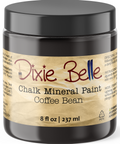 Jar of Dixie Belle Chalk Mineral Paint in Coffee Bean color on a white background