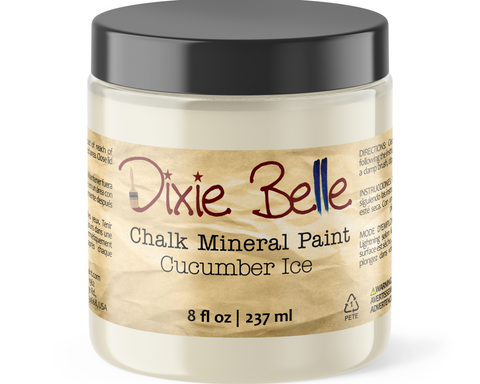 Jar of Dixie Belle Chalk Mineral Paint in Cucumber Ice color on a white background