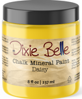 Jar of Dixie Belle Chalk Mineral Paint in Daisy color on a white background