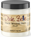 Jar of Dixie Belle Chalk Mineral Paint in Fluff color on a white background