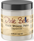 Jar of Dixie Belle Chalk Mineral Paint in Gardenia color on a white background