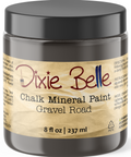 Jar of Dixie Belle Chalk Mineral Paint in Gravel Road color on a white background