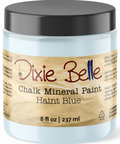 Jar of Dixie Belle Chalk Mineral Paint in Haint Blue on a white background