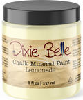 Jar of Dixie Belle Chalk Mineral Paint in Lemonade color on a white background