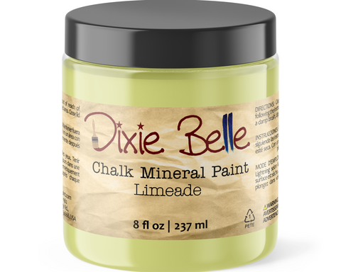 Jar of Dixie Belle Chalk Mineral Paint in Limeade color on a white background