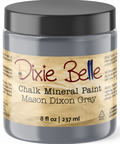 Jar of Dixie Belle Chalk Mineral Paint in Mason Dixon Gray color on a white background