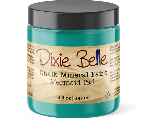 Jar of Dixie Belle Chalk Mineral Paint in Mermaid Tail color on a white background