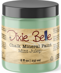 Jar of Dixie Belle Chalk Mineral Paint in Mint Julep color on a white background