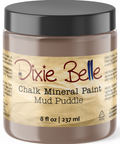 Jar of Dixie Belle Chalk Mineral Paint in Mud Puddle color on a white background