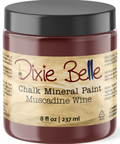 Jar of Dixie Belle Chalk Mineral Paint in Muscadine Wine color on a white background