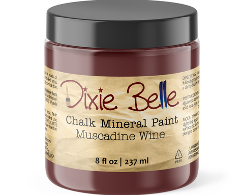 Jar of Dixie Belle Chalk Mineral Paint in Muscadine Wine color on a white background
