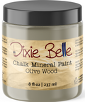 Jar of Dixie Belle Chalk Mineral Paint in Olive Wood color on a white background