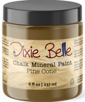 Jar of Dixie Belle Chalk Mineral Paint in Pine Cone color on a white background