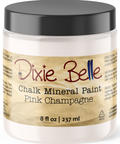 Jar of Dixie Belle Chalk Mineral Paint in Pink Champagne color on a white background