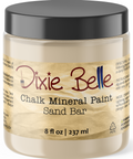 Jar of Dixie Belle Chalk Mineral Paint in Sand Bar color on a white background