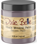 Jar of Dixie Belle Chalk Mineral Paint in Secret Path color on a white background
