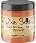Jar of Dixie Belle Chalk Mineral Paint in Terracotta color on a white background