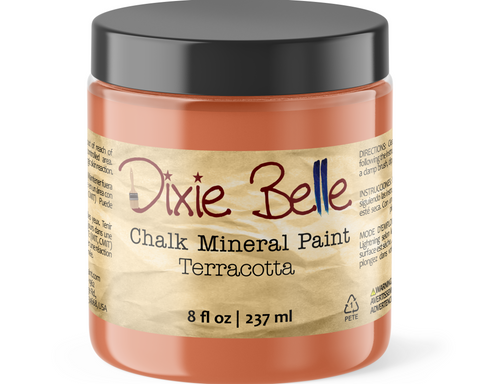Jar of Dixie Belle Chalk Mineral Paint in Terracotta color on a white background