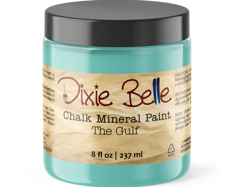 Jar of Dixie Belle Chalk Mineral Paint in The Gulf color on a white background