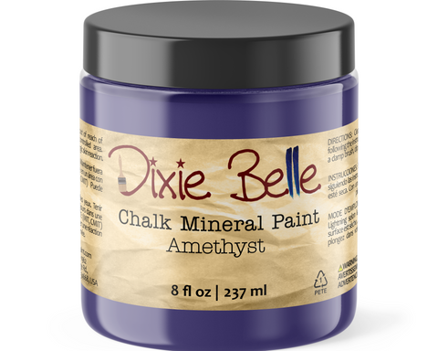 Jar of Dixie Belle Chalk Mineral Paint in Amethyst color on a white background