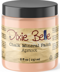 Jar of Dixie Belle Chalk Mineral Paint in Apricot color on a white background